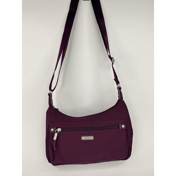 Baggallini Everyday Crossbody Bag Small Hobo Nylon Plum Purple Travel Purse - Picture 1 of 13